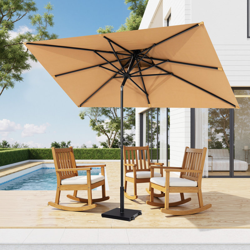 Arlmont & Co. 116'' X 76'' Rectangular Market Umbrella With Base